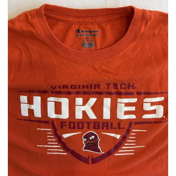 Vtg Champion Men's Virginia Tech Hockies Football Short Sleeve Shirt Sz M - Picture 3 of 5